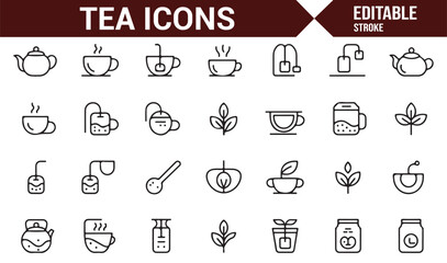 Tea Icon Set for Beverage and Culinary Projects