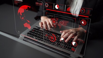 High-tech global network connection interface showing worldwide digital communication, data exchange, and internet connectivity. Global connection, data interaction, and worldwide communication. Thunk