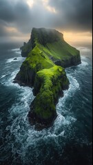  Green land rising from the ocean