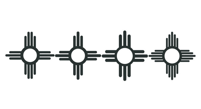 Four zia symbols in a row silhouette