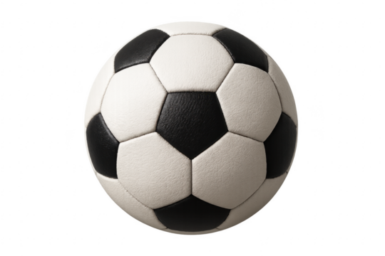 Classic soccer ball rotating on transparent background