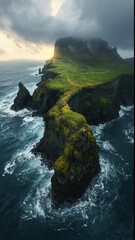  Green land rising from the ocean