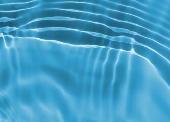 Abstract blurred shades of blue water background. Light and shadow ripples or splashes surface of water texture. Water waves with shining and reflection pattern photography for​ design artwork.