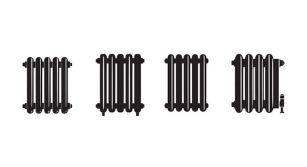 Collection of antique radiator silhouettes for heating systems