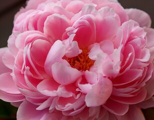 pink peony flower close up with delicate layered petals