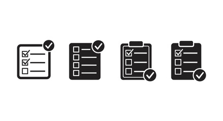 Four checklist icons with checkmarks silhouette