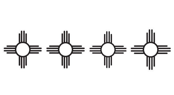 Four new mexico zia symbols in a row silhouette