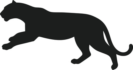 Obraz premium Vector art of a sleek black panther silhouette embodies power and grace as it prepares to leap forward with agility and stealth