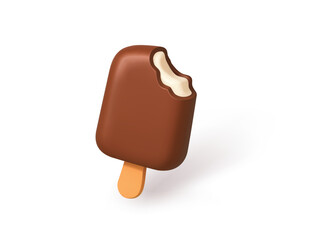 Chocolate Ice Cream Bar with Bite 3d icon