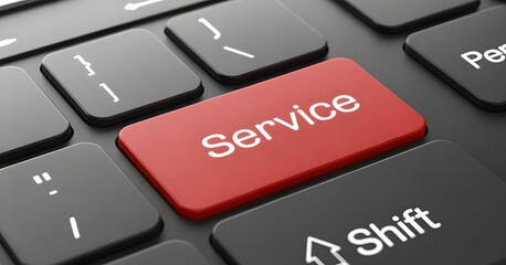 Fototapeta premium Service Key: A close-up shot showcases the bold Service key, emphasizing its central role in a keyboard's design, capturing its integral functionality.