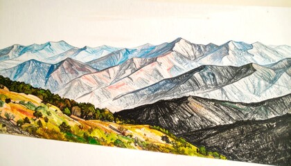 Mountain range landscape drawing