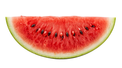 Fresh juicy watermelon slice with seeds isolated on the transparent background for summer food and healthy eating concepts