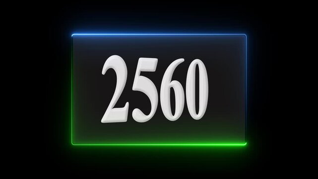 Abstract Digital Glow Design with Numbers High-Tech Digital Light Frame 2560 Digital Number Animation on the black background.