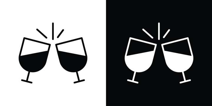 Wine toast icon, glyph style icon for web site or mobile app