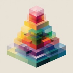Colorful 3D Cube Pyramid Abstract Art