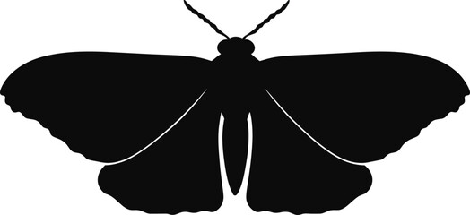 Vector art of silhouette of a moth with detailed wings creating a simple yet elegant design for various creative projects