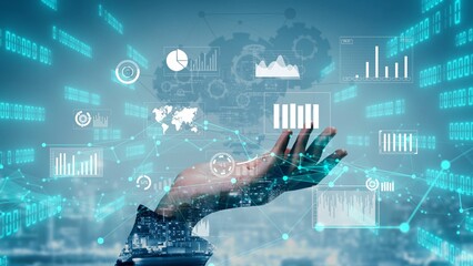 A conceptual image featuring a hand reaching out against a backdrop of data visualizations and cityscape, representing technology, analytics, and innovative solutions. Xenic