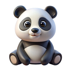 Naklejka premium Adorable Cartoon Panda Sitting with Big Eyes and Round Features.