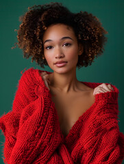 portrait of a young woman in red dress