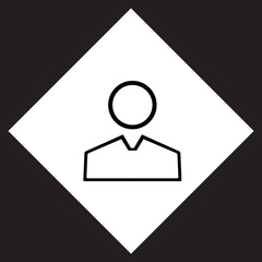 User icon vector. Profile logo design. Profile vector icon illustration in rhombus isolated on black background