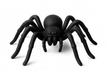 Large Black Plastic Spider Toy Isolated on Transparent Background