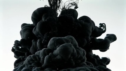 Abstract cloud of black ink dissolving in water against a white background - Powered by Adobe