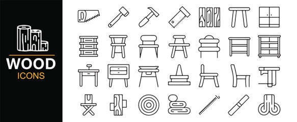 Woodworking and furniture design icons for creative and professional projects