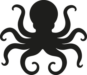 Fototapeta premium Vector art of silhouette of an octopus with curling tentacles a marine animal living in the ocean and sea a vector graphic