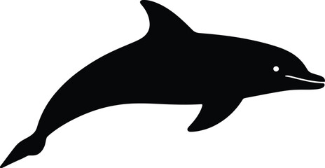 Obraz premium Vector art of silhouette of a playful dolphin jumping out of the water a captivating marine animal illustration