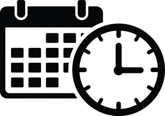 Vector art of vector illustration of a calendar and clock representing time management and scheduling for appointments and deadlines in business