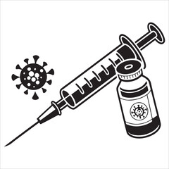 Syringe with needle medical tool illustration on white background