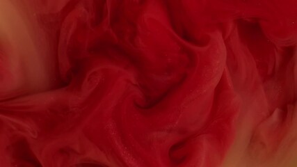 Ink flow. Paint mix. Defocused red crimson yellow color water texture acrylic shiny vapor floating on abstract art creative background. - Powered by Adobe