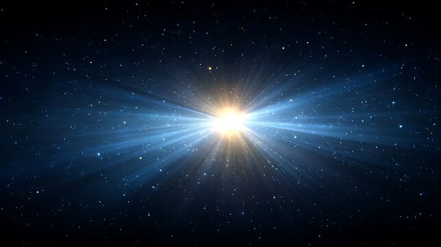 Awesome photo of abstract cosmic light burst radiates vibrant energy with smooth fading gradient and scattered stars. Evokes space, mystery, and cosmic wonder.