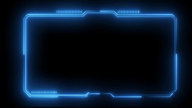 Digital HUD futuristic motion graphic element cyber generated background. Technology hologram frame border and viewfinder element. Graphics around the edges for use in movies, games and animation.4k 