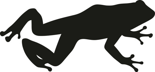 Vector art of silhouette of a frog in black against a light background perfect for nature illustration and graphic design projects