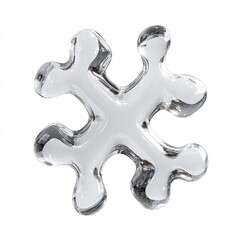 Clear, translucent puzzle piece cross, glassy texture