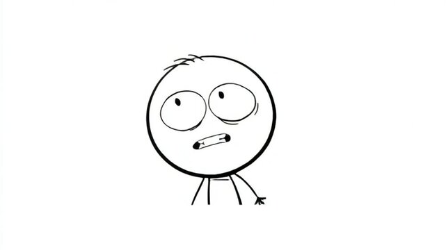 Sketch Character Glancing Sideways In Surprised Reaction
