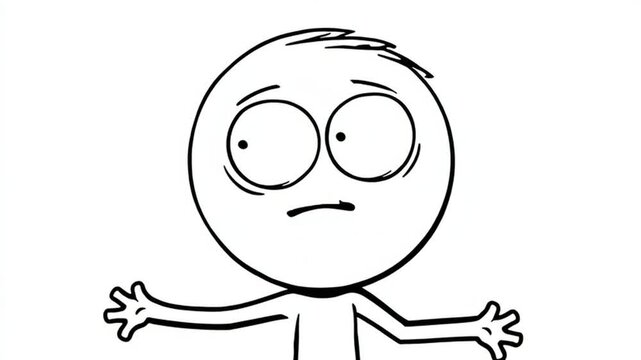 Hand Drawn Character With Mouth Open In Awe