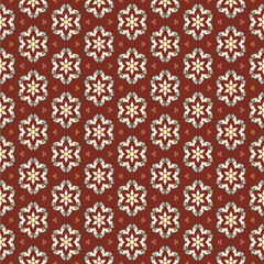 Seamless Moroccan pattern. Red concept combines geometric and floral patterns. Inspired by Moroccan style. Design for interior, textile and wallpaper. The pattern still maintains the Moroccan art well