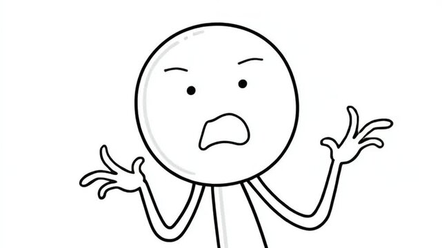 Sketch Character Pointing Finger While Yelling