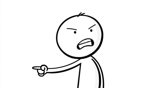 Stick Figure Pointing Finger With Anger