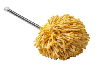 Yellow microfiber cleaning ball on metal handle