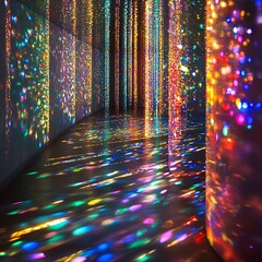 Futuristic room glowing with colorful lights and reflections high resolution picture