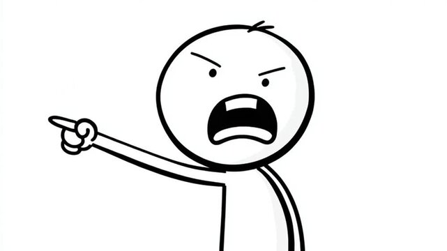 Hand Drawn Figure Raising Finger In Warning