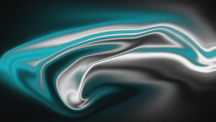 Abstract flow of silver and neon blue