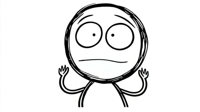 Hand Drawn Character Closeup Showing Shock