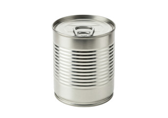 Silver metal food can isolated on transparent background