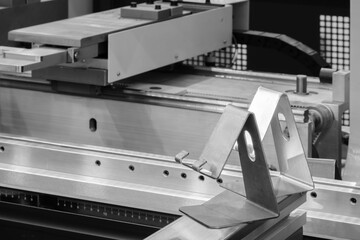 Industrial concept. Industrial press machine for bending metal details