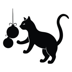silhouette of a cat knocking down ornaments