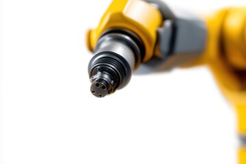 Close-Up of Industrial Robot End Effector with Nozzle for Precision Automation Tasks